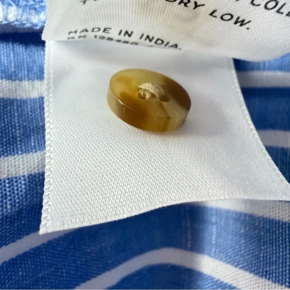 Pact Canopy Notch Neck Dress Bondi Stripe Linen Organic Cotton Blue Size XL - Picture 11 of 12